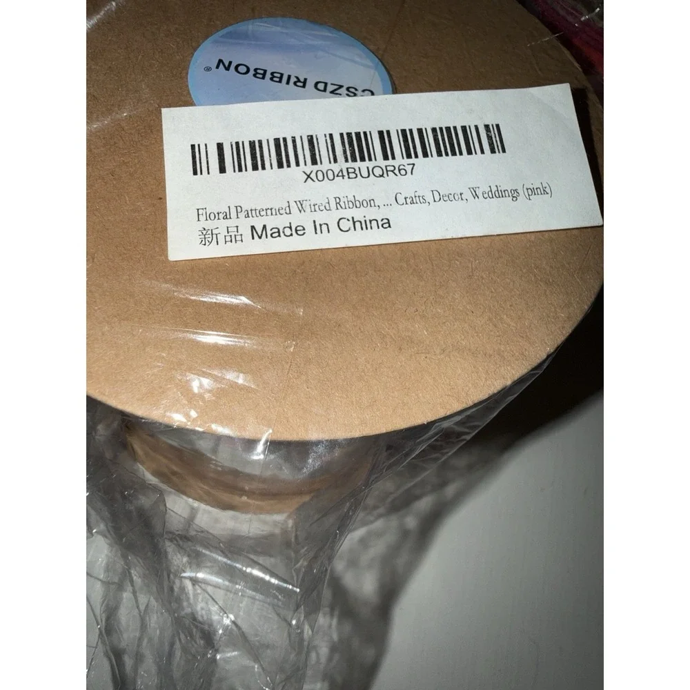 3 Floral Patterned Wired Roll 4 Inch x 10 Yards, Pink Wedding Shower Bridgerton‎